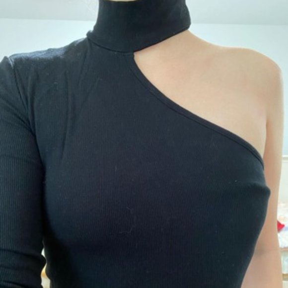 One Shoulder Skinny Bodysuit - black - Picture 8 of 9